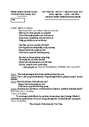 Bộ đề kiểm tra kỳ I môn Ngữ văn 8 - Năm học 2018-2019 - Trường THCS Quảng Hợp (Có đáp án)